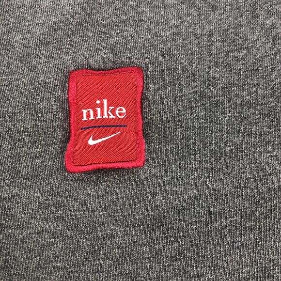 Vintage Nike Men's Shirt V-Neck Sportswear Puffer Patch Logo Large Gray & Red - Picture 3 of 16